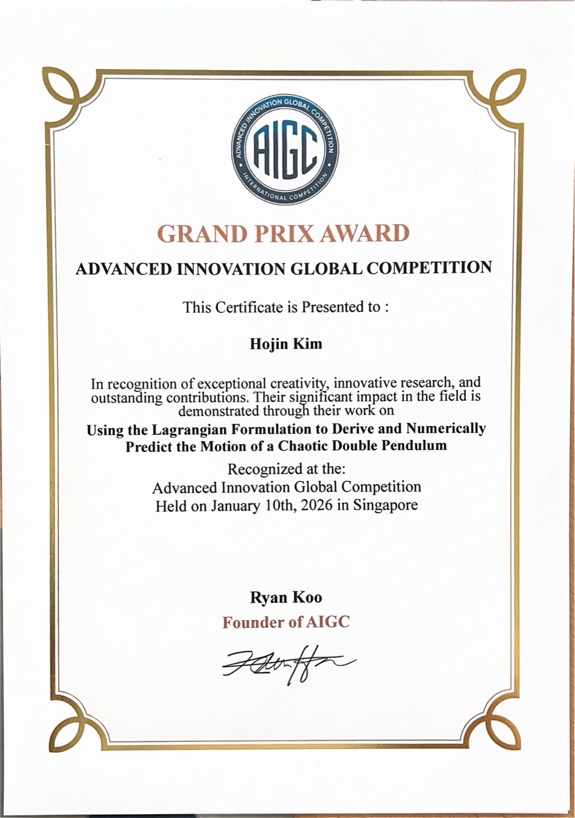 AIGC Grand Prix Certificate